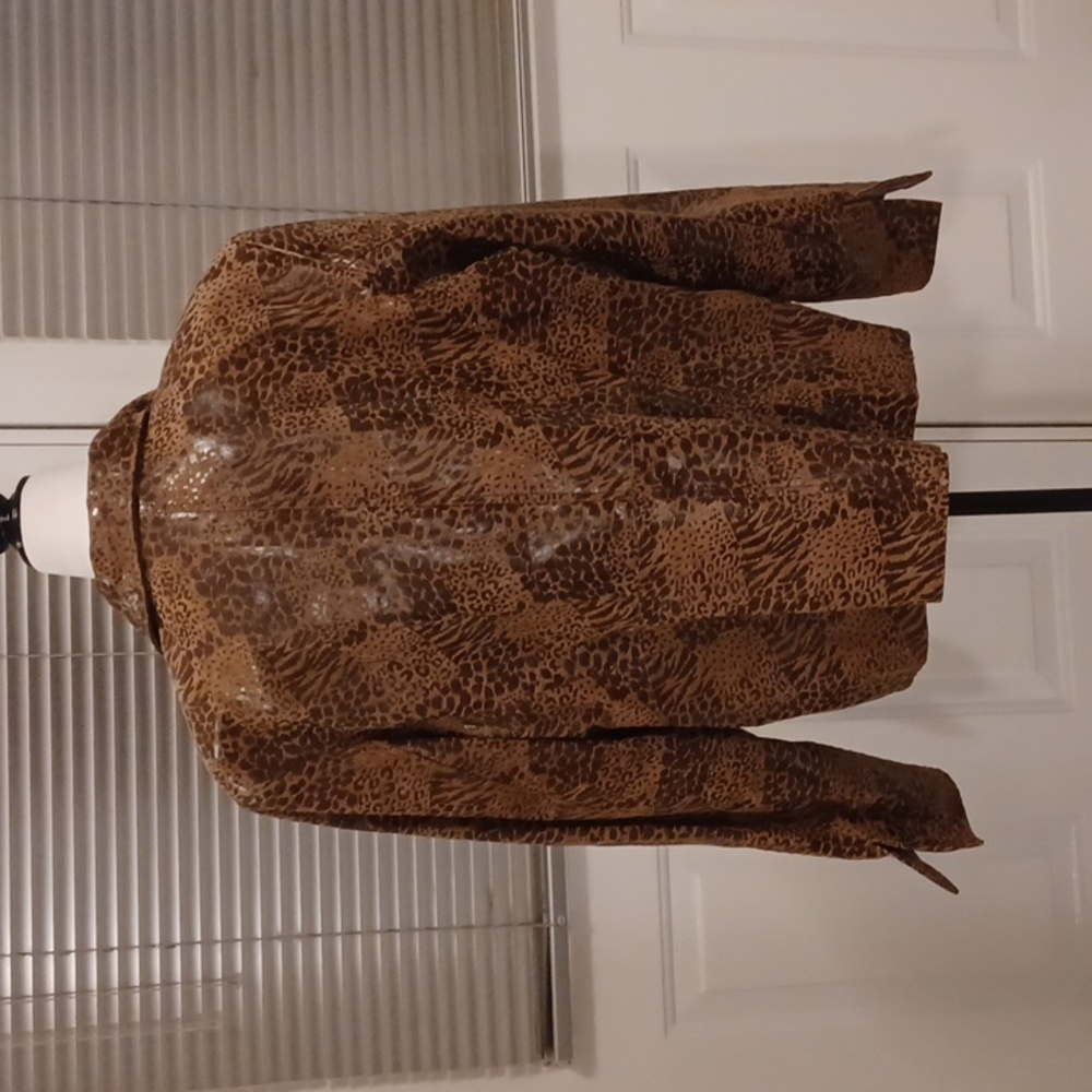 Animal Print Genuine Leather Jacket - Size 3X - Picture 4 of 12